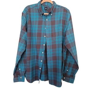 GAP MEN'S POPLIN BUTTON DOWN LONG SLEEVE SHIRT BLUE/BLK SZ XL